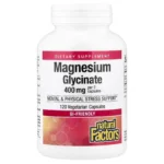 Natural Factors, Magnesium Glycinate, 200 mg, 120 Vegetarian Capsules, Magnesium 400 mg per 2-capsule serving (200 mg per capsule)