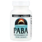 Source Naturals, PABA, 100 mg, 250 Tablets, Para-aminobenzoic acid (PABA) 100 mg per tablet