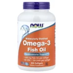 NOW Foods, Omega-3 Fish Oil, 1,000 mg, 200 Fish Softgels, Fish Oil 2,000 mg providing EPA 360 mg + DHA 240 mg per 2-softgel serving