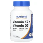 Nutricost, Vitamin K2 + Vitamin D3, 120 Softgels, 125 mcg (5,000 IU) Vitamin D3 + 100 mcg Vitamin K2 per serving