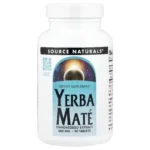 Source Naturals, Yerba Mate, 600 mg, 90 Tablets, Yerba mate extract 600 mg providing approximately 48 mg naturally occurring caffeine per tablet