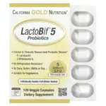 California Gold Nutrition, LactoBif® 5 Probiotics, 5 Billion CFU, 120 Veggie Capsules, 8-strain probiotic blend providing 5 Billion CFU per capsule