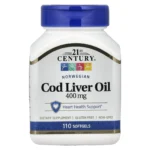 21st Century, Norwegian Cod Liver Oil, 400 mg, 110 Softgels, Norwegian cod liver oil 400 mg per softgel, naturally supplying fat-soluble nutrients