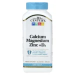 21st Century, Calcium Magnesium Zinc + D3, 250 Tablets, Calcium 1,000 mg + magnesium 400 mg + zinc 15 mg + vitamin D3 10 mcg (400 IU) per 3 tablets