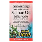 Natural Factors, Complete Omega, 100% Wild Alaskan Salmon Oil, 1,300 mg, 180 Enteripure™ Softgels