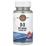 KAL, D-3, Peppermint, 25 mcg (1,000 IU), 200 Chewables
