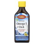 Carlson, Wild Norwegian, Omega 3 Plus D & K, Natural Lemon, 6.7 fl oz (200 ml)