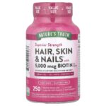 Nature's Truth, Hair, Skin & Nails with Biotin, Superior Strength, 250 Rapid Release Liquid Softgels