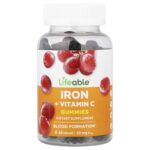 Lifeable, Iron + Vitamin C Gummies, Grape, 60 Gummies