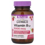 Bluebonnet Nutrition, Earth Sweet® Chewables, Vitamin B12, Raspberry, 5,000 mcg, 60 Chewable Tablets