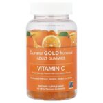 California Gold Nutrition, Vitamin C Gummies with Vitamin A from 100% Beta-Carotene, Orange, 90 Vegetarian Gummies