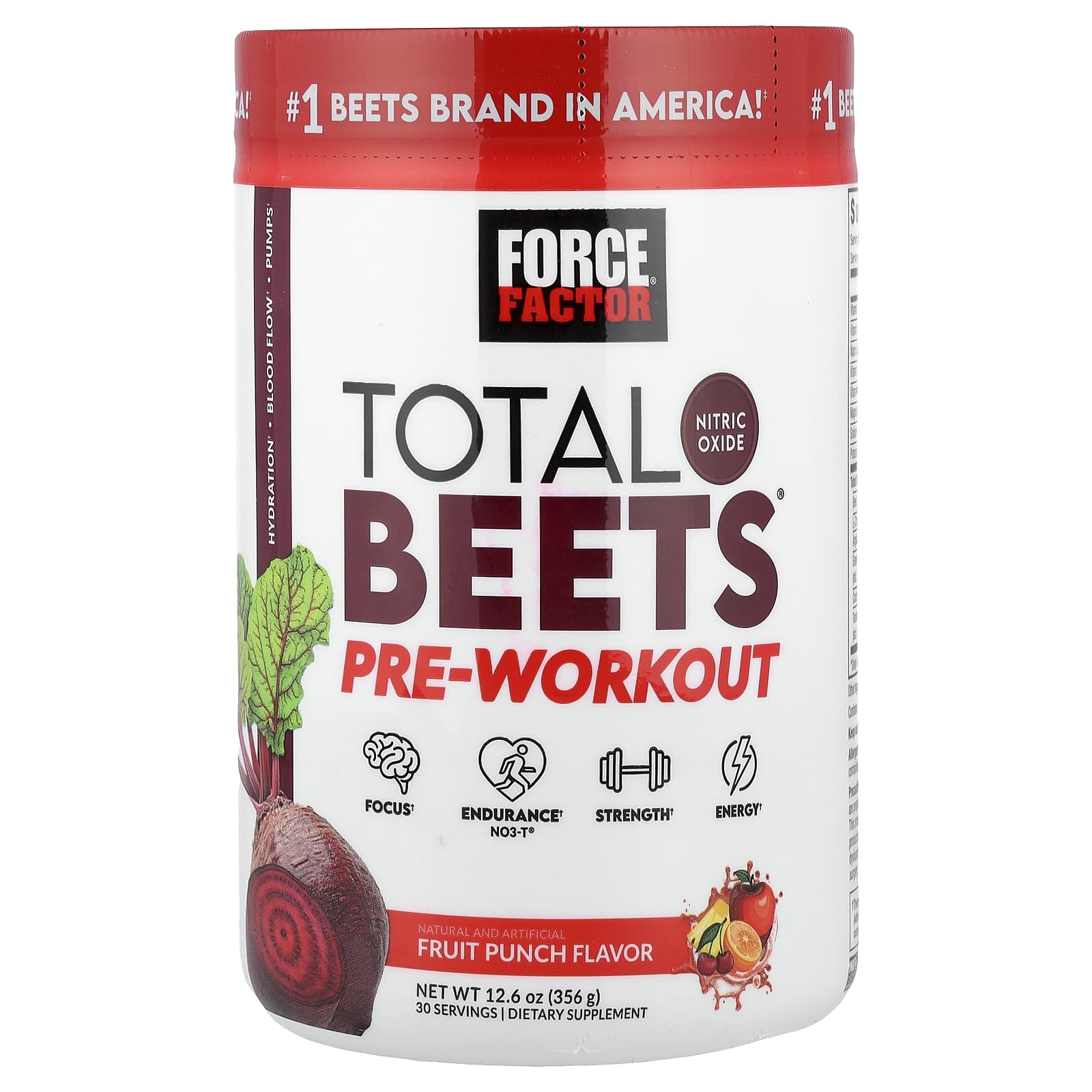 238f9afce0e93cb1 Force Factor, Total Beets®, Pre-Workout, Fruit Punch, 12.6 oz (356 g) - Image 1