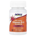 NOW Foods, Vitamin D-3, High Potency , 10,000 IU, 120 Softgels