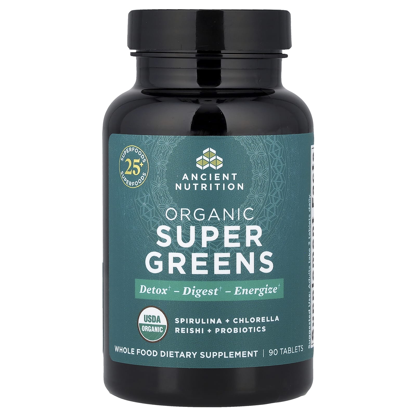 28d4c6d104b6384f Ancient Nutrition, Organic Super Greens, 90 Tablets - Image 1