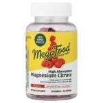 MegaFood, Magnesium Citrate Gummies, Raspberry, 60 Gummies (100 mg per Gummy)