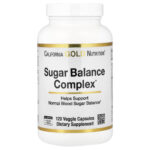 California Gold Nutrition, Sugar Balance Complex with Chromium, Gymnema Sylvestre, Gingko Biloba and Milk Thistle, 120 Veggie Capsules