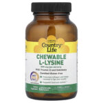 Country Life, Chewable L-Lysine, Tangy Orange Twist, 60 Chewable Tablets