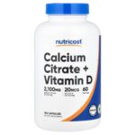 Nutricost, Calcium Citrate + Vitamin D, 180 Capsules
