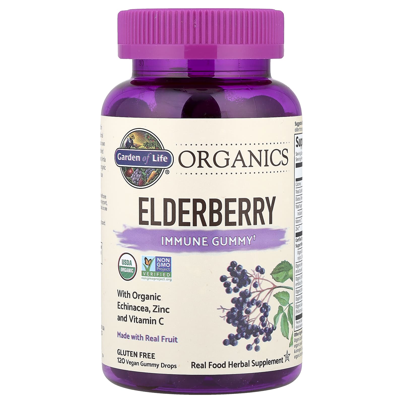 2ecc8acc73d9e182 Garden of Life, Organics, Elderberry, Immune Gummy, 120 Vegan Gummy Drops - Image 1
