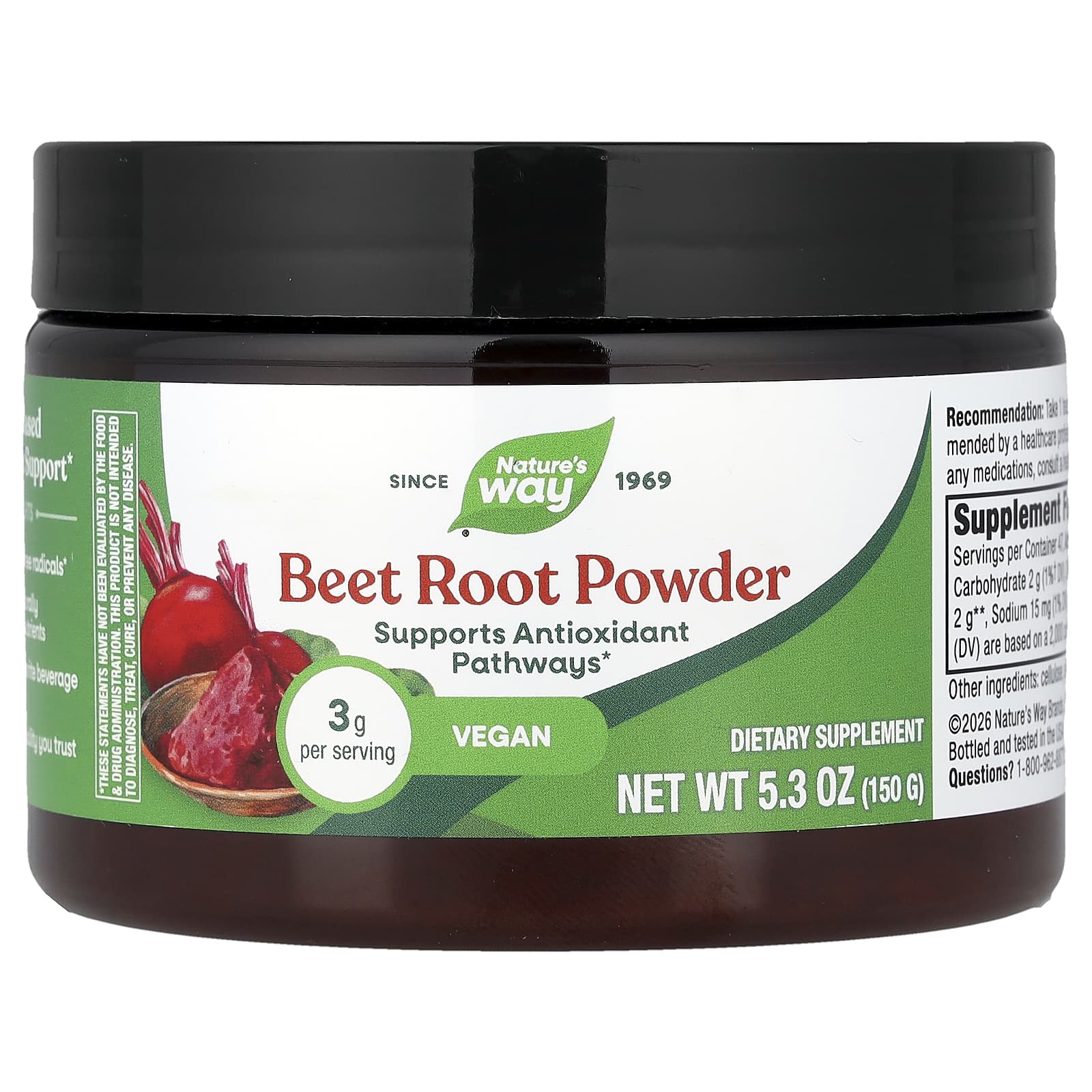 3004da9166662a91 Nature's Way, Beet Root Powder, 5.3 oz (150 g) - Image 1