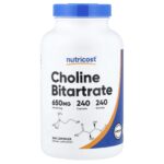 Nutricost, Choline Bitartrate, 240 Capsules