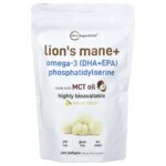 Micro Ingredients, Lion's Mane + Omega-3 (DHA+EPA) Phosphatidylserine, Lemon, 240 Softgels