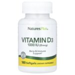 NaturesPlus, Vitamin D3, 25 mcg (1,000 IU), 180 Softgels