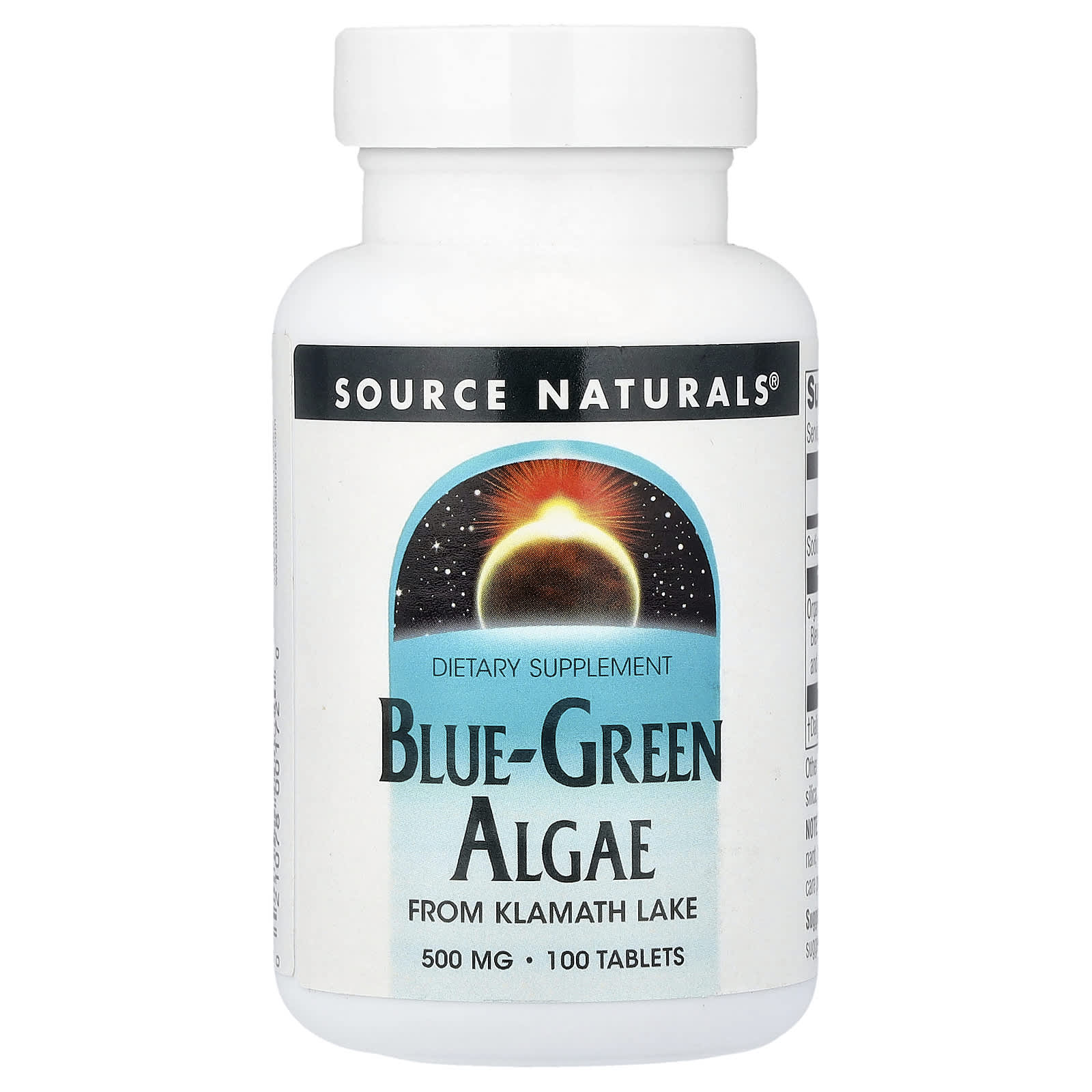 386aaa92d6098a70 Source Naturals, Blue-Green Algae, 500 mg, 100 Tablets - Image 1