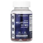 Vitamatic, Vegan Melatonin Gummies, Natural Strawberry, 10 mg, 60 Gummies