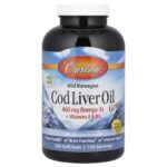 Carlson, Wild Norwegian, Cod Liver Oil Gems, Natural Lemon, 300 Soft Gels