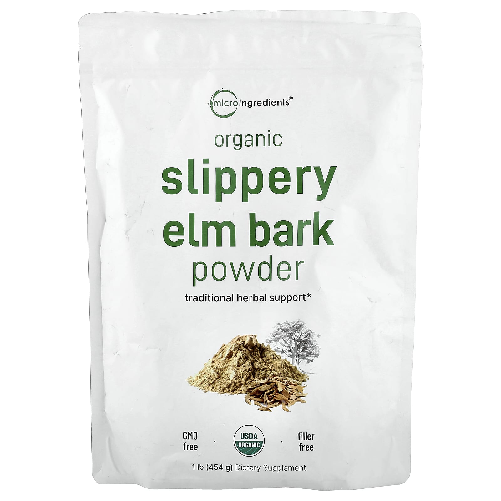 45c9536388ceba90 Micro Ingredients, Organic Slippery Elm Bark Powder , 1 lb (454 g) - Image 1