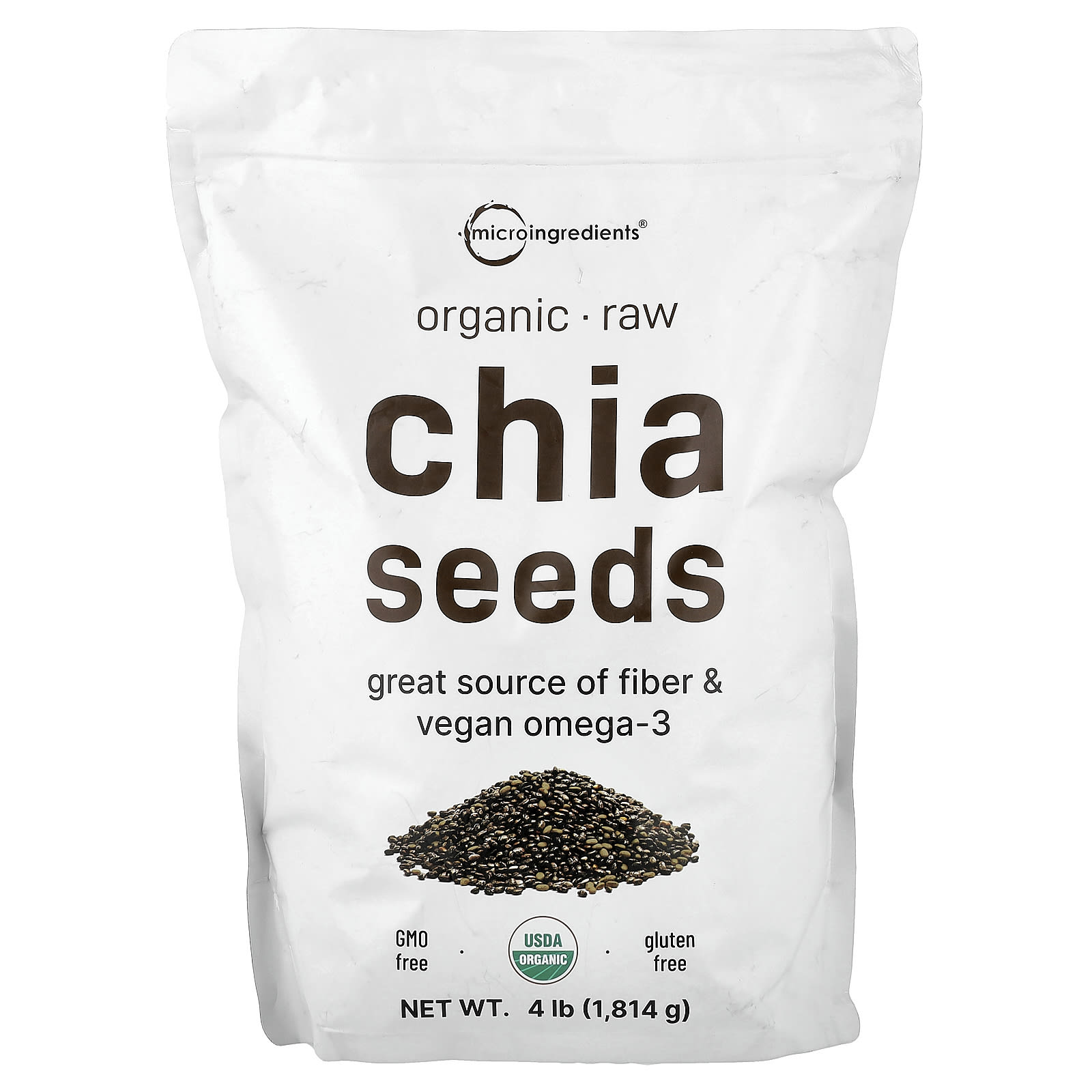 46d95c7fcf374960 Micro Ingredients, Organic Chia Seeds, Raw, 4 lb (1,814 g) - Image 1