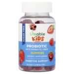 Lifeable, Kids, Probiotic with Probiotic Fiber Gummies, Sugar Free, Berry, 60 Gummies