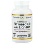 California Gold Nutrition, Cold Pressed Flaxseed Oil with Lignans, 120 Veggie Softgels (1 g per Softgel)