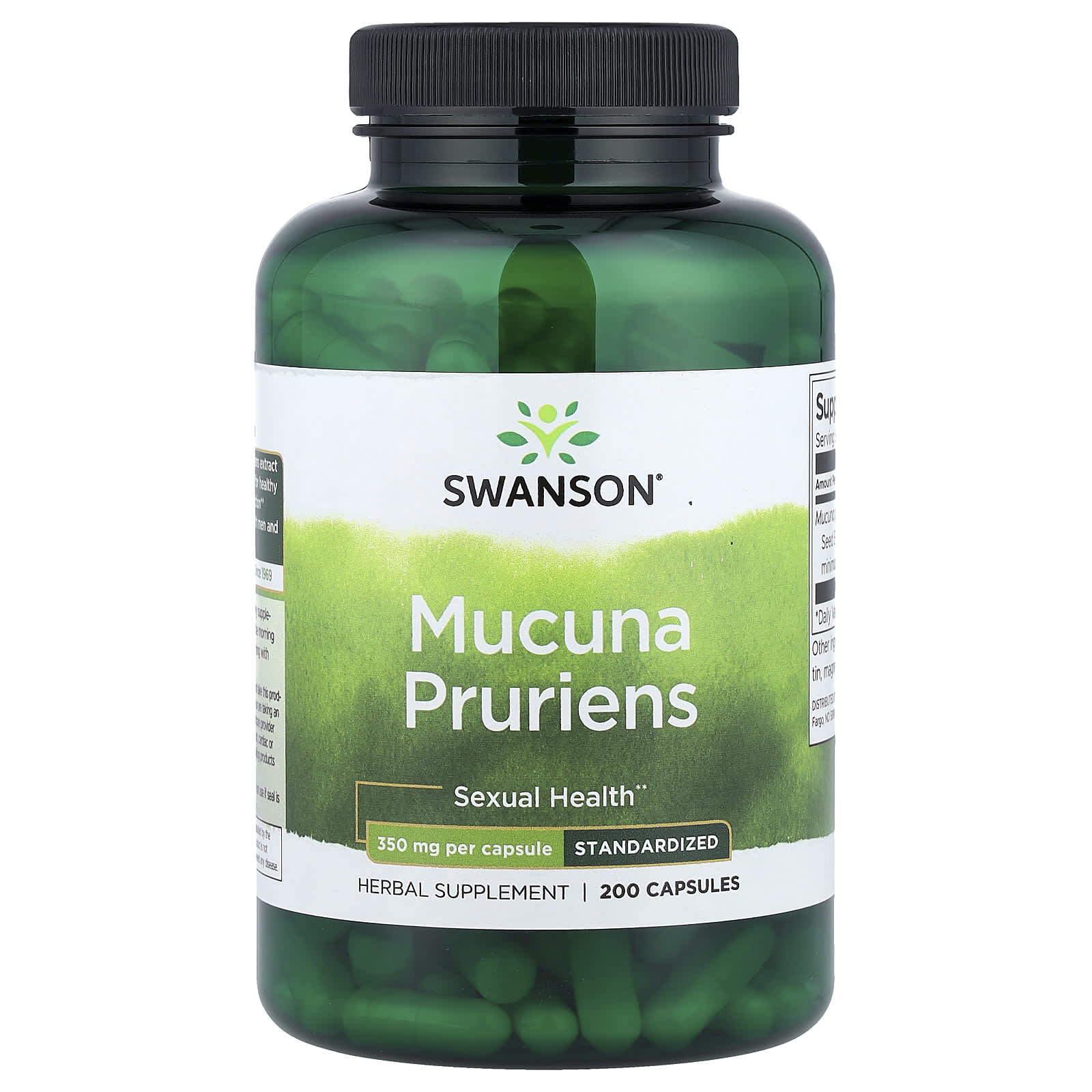 4a1c144d5103cda1 Swanson Vitamins, Mucuna Pruriens, Standardized, 350 mg, 200 Capsules - Image 1