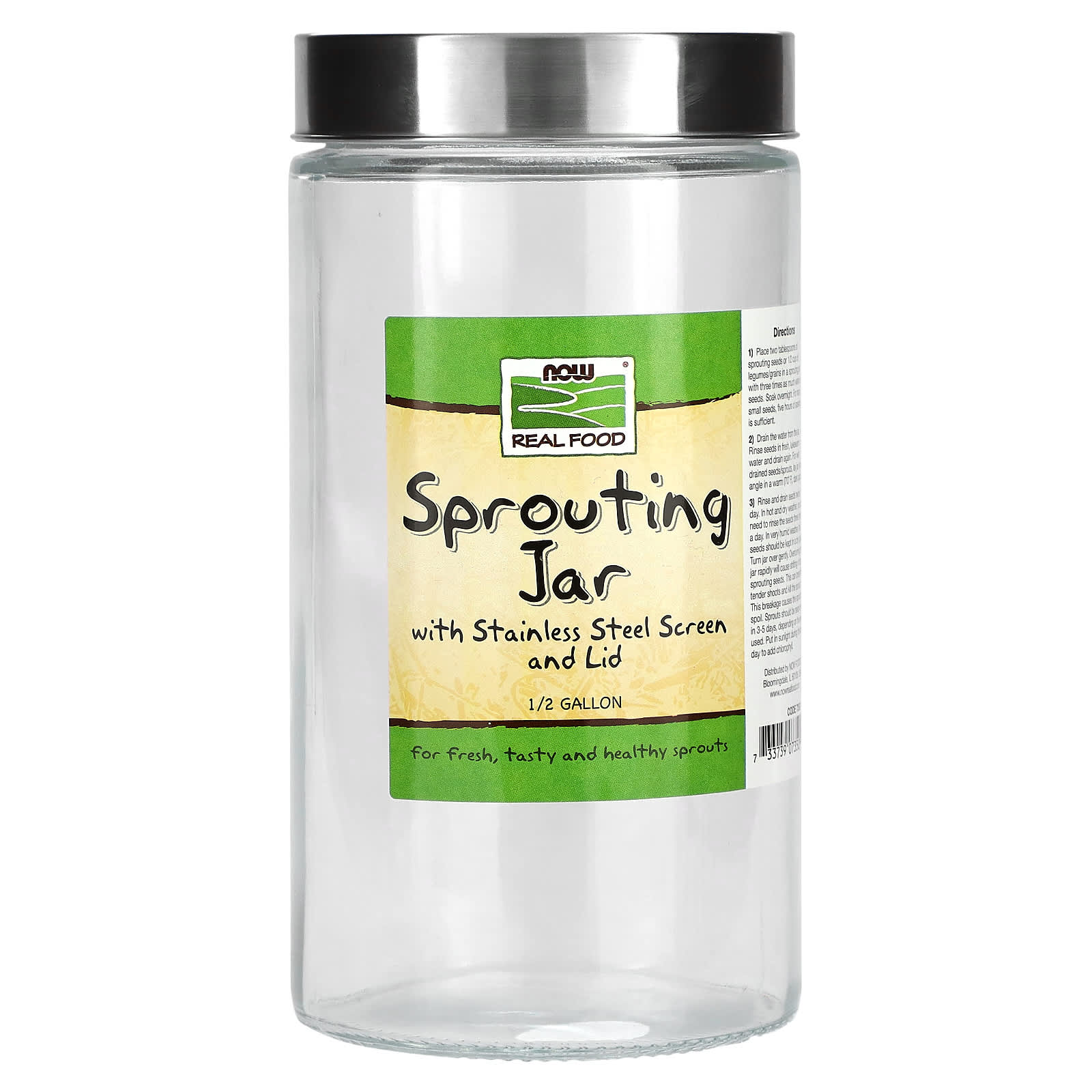 507255f784117c95 NOW Foods, Sprouting Jar, 1/2 Gallon - Image 1
