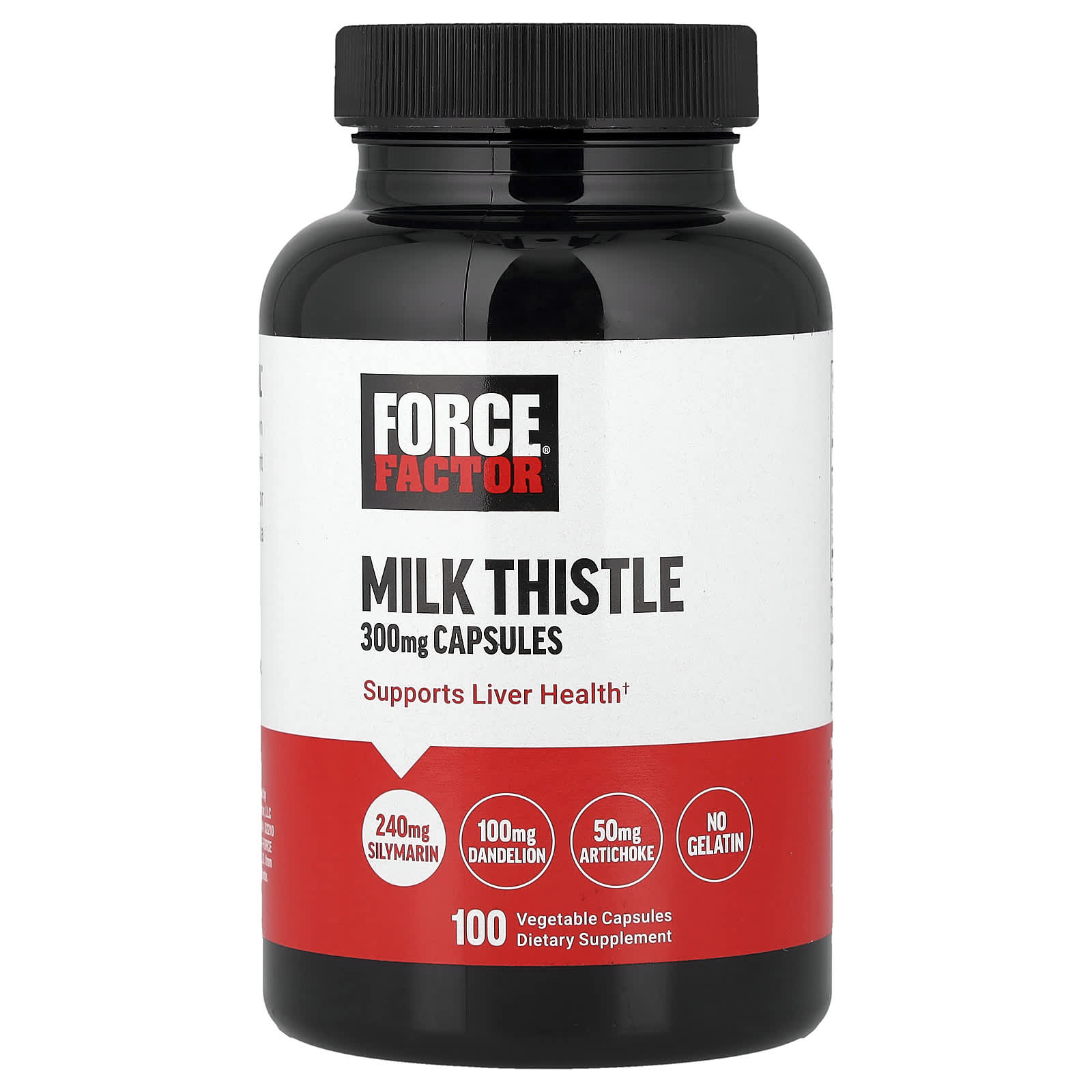 53f4cdad6ef559ad Force Factor, Milk Thistle, 100 Vegetable Capsules - Image 1