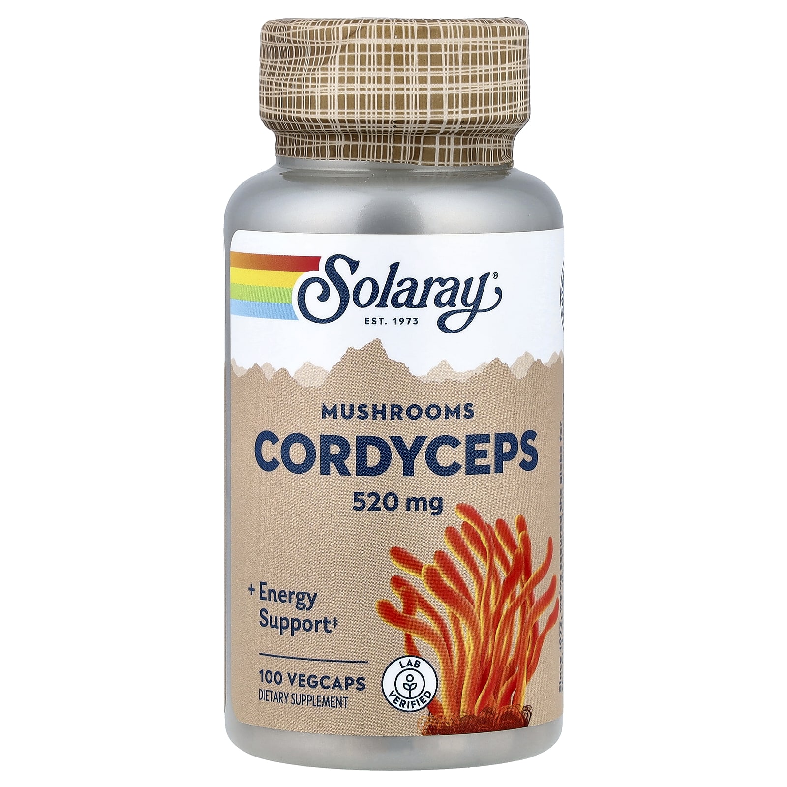 5a9543d73e66bb4a Solaray, Cordyceps Mushrooms, 520 mg, 100 VegCaps - Image 1