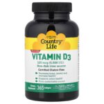 Country Life, Vitamin D3, 125 mcg (5,000 lU), 365 Softgels