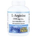 Natural Factors, L-Arginine, 180 Vegetarian Capsules (500 mg per Capsule)