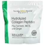 California Gold Nutrition, Hydrolyzed Collagen Peptides with Turmeric, MCT, and Ginger, 14.1 oz (400 g)