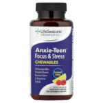 LifeSeasons, Therapeutics, Anxie-Teen™ Focus and Stress, Lemon-Berry, 120 Chewable Tablets