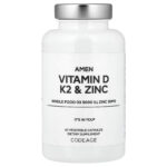 Codeage, Amen, Vitamin D, K2 & Zinc, 60 Vegetable Capsules