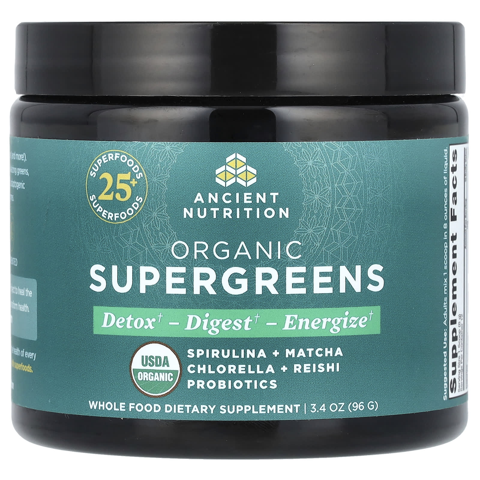 5ddf2b9bf7f74915 Ancient Nutrition, Organic SuperGreens, 3.4 oz (96 g) - Image 1