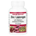 Natural Factors, Zinc Lonzenges, with Elderberry, Echinacea & Vitamin C, Cherry, 60 Lozenges