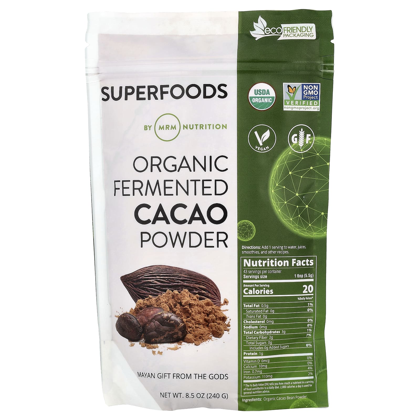 6233622f563335c0 MRM Nutrition, Organic Fermented Cacao Powder, 8.5 oz (240 g) - Image 1