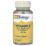 Solaray, Vitamin C with Rose Hips & Acerola, 500 mg, 100 Capsules