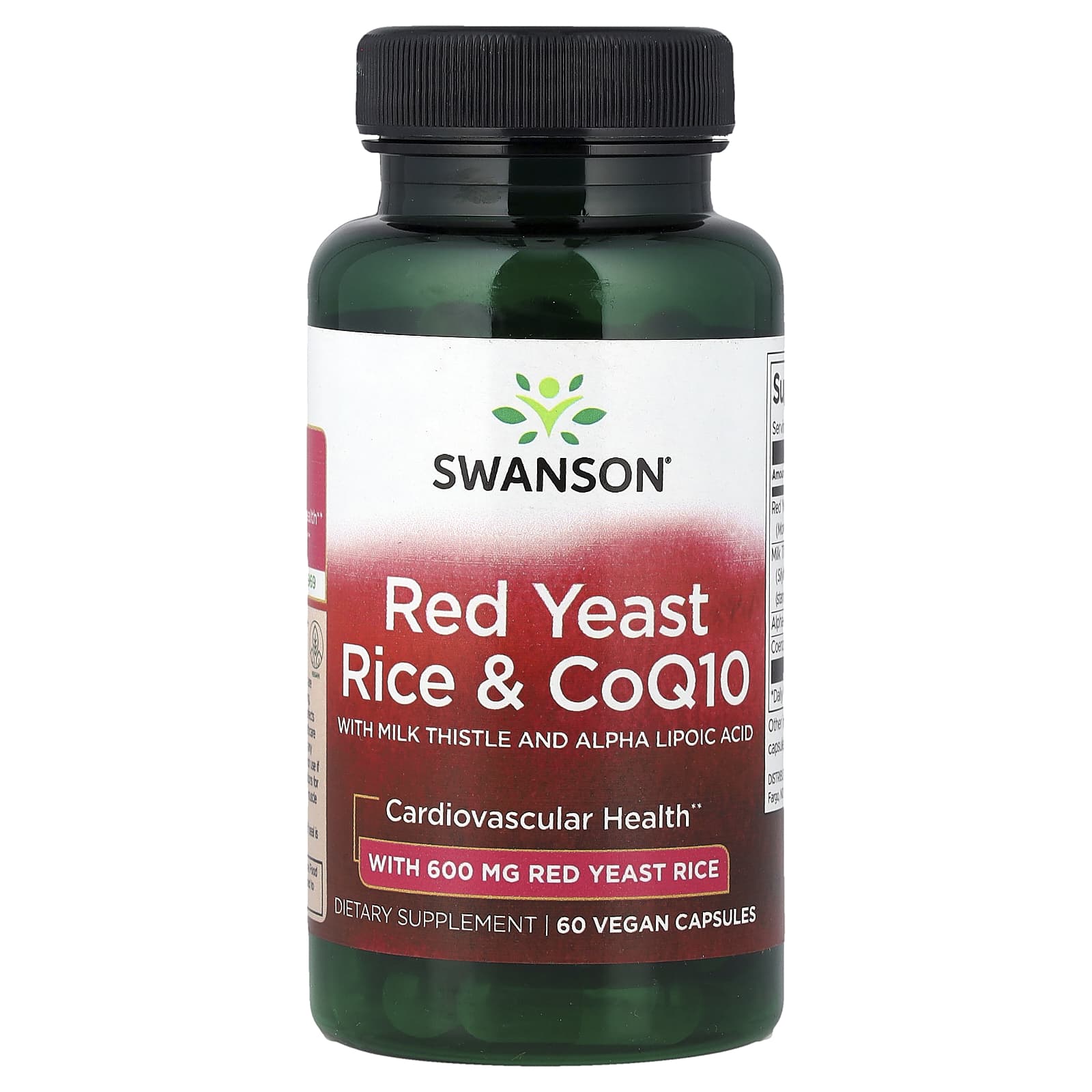 6587ee282bf4e9a9 Swanson Vitamins, Red Yeast Rice & CoQ10 with Milk Thistle and Alpha Lipoic Acid, 60 Vegan Capsules - Image 1