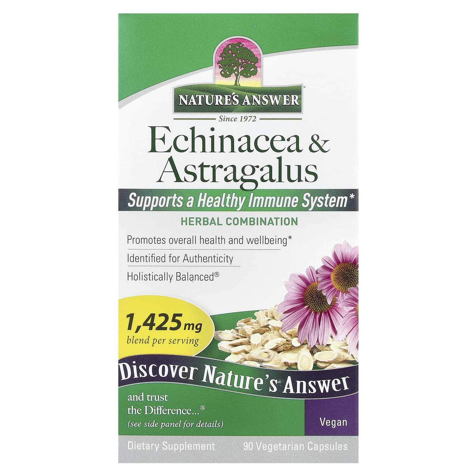 66d39575b2426c2e Nature's Answer, Echinacea & Astragalus, 90 Vegetarian Capsules - Image 1