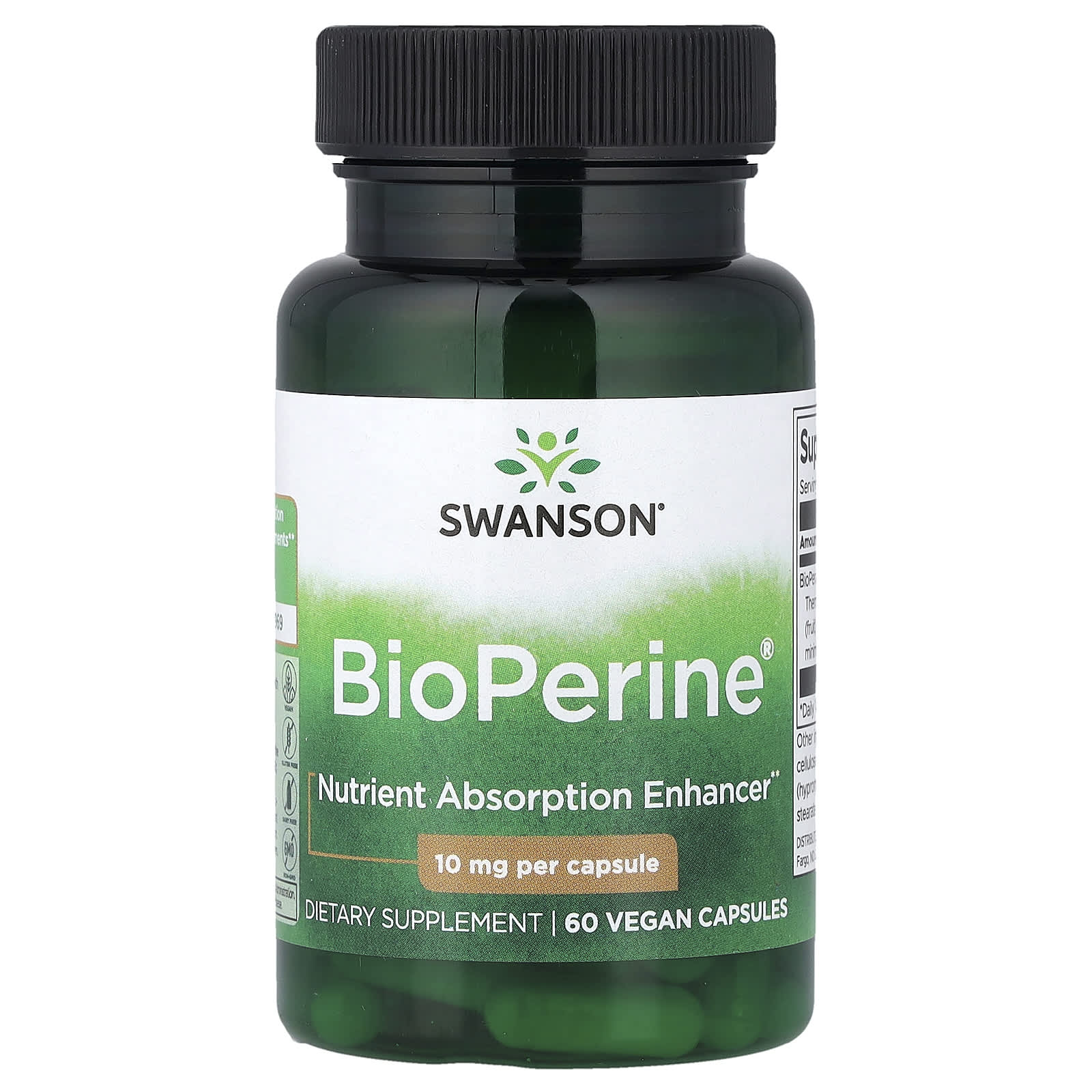6904a900ba9999c3 Swanson Vitamins, BioPerine®, 10 mg, 60 Vegan Capsules - Image 1